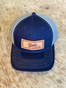 Leather Patch Snapback Hat — Blue