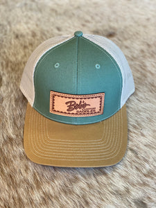 Leather Patch Snapback Hat — Green