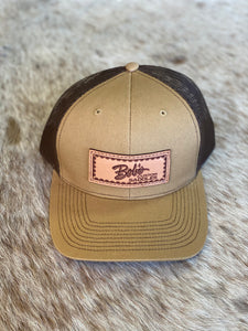 Leather Patch Snapback Hat — Brown