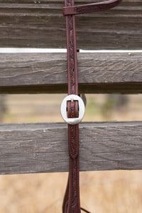 Antique Floral One Ear Headstall with Tie Ends